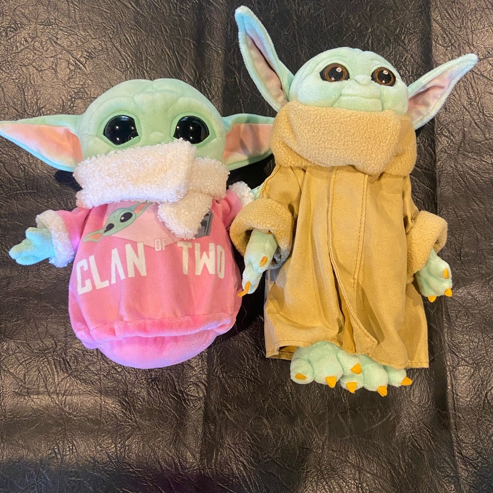 Baby Yoda Plush Toys with Pink and Tan Outfits
